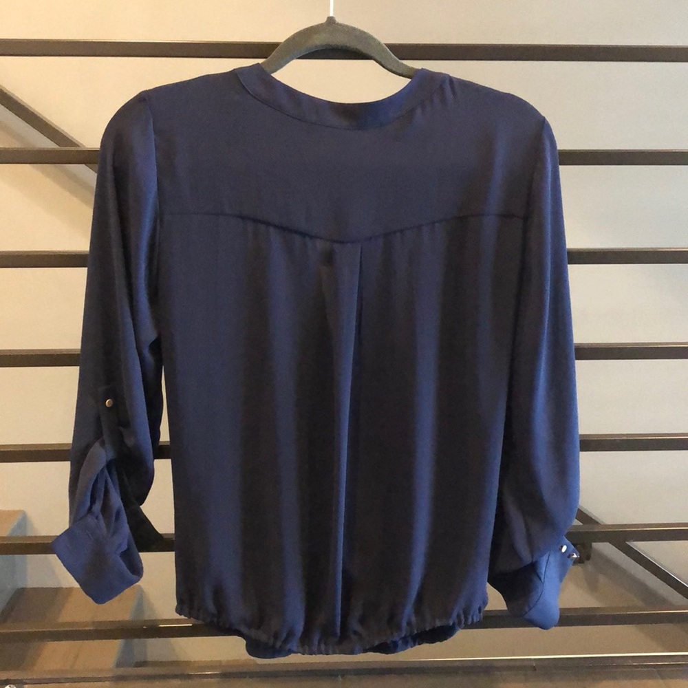 Navy draped blouse - Picture 2 of 2